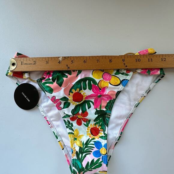 Lulus Bikini Bottom Women Small Floral Ring Swimsuit Bathing Suit Beach Tropical - Picture 6 of 7
